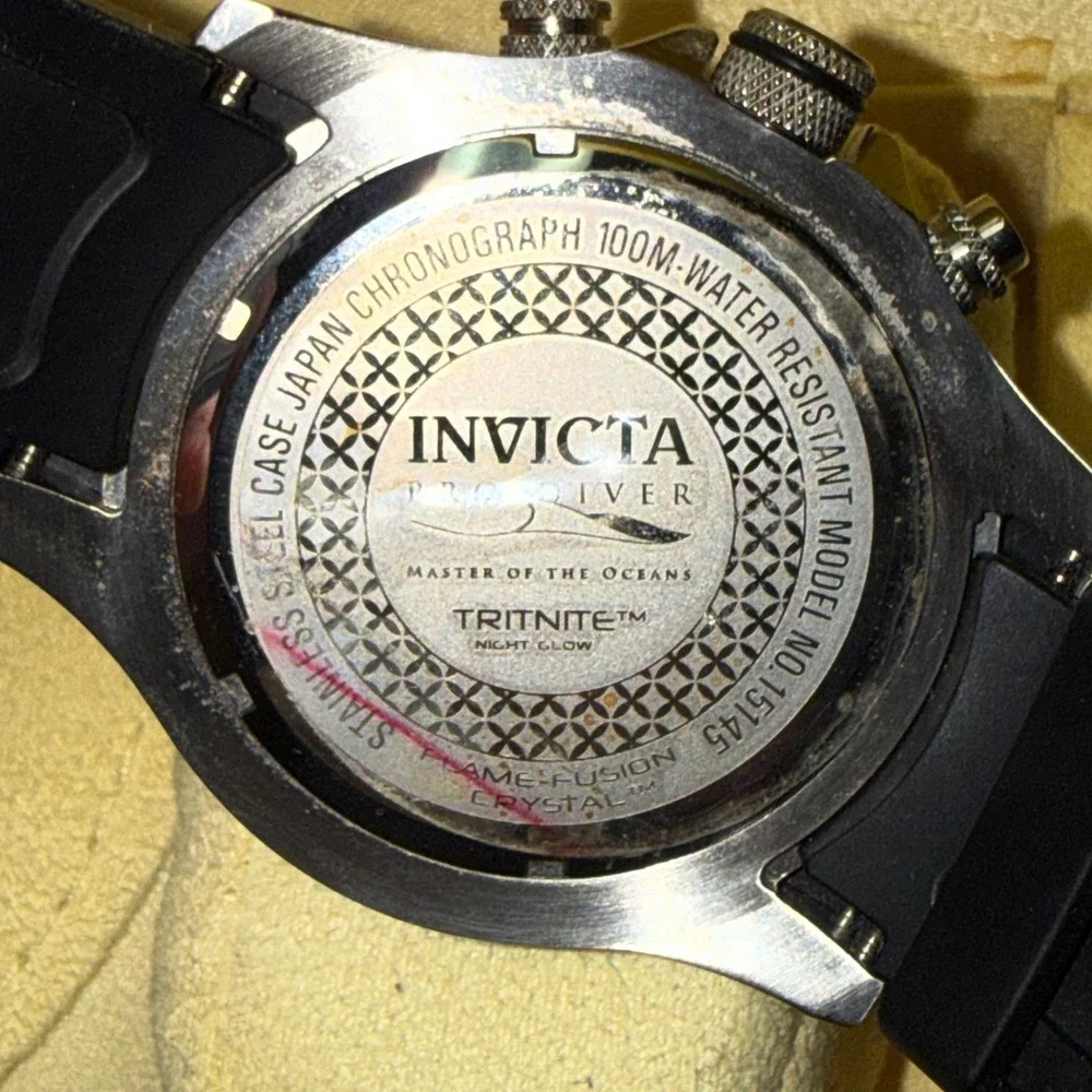 Invicta Pro Diver Watch Mens Black Red Chronograph 15145